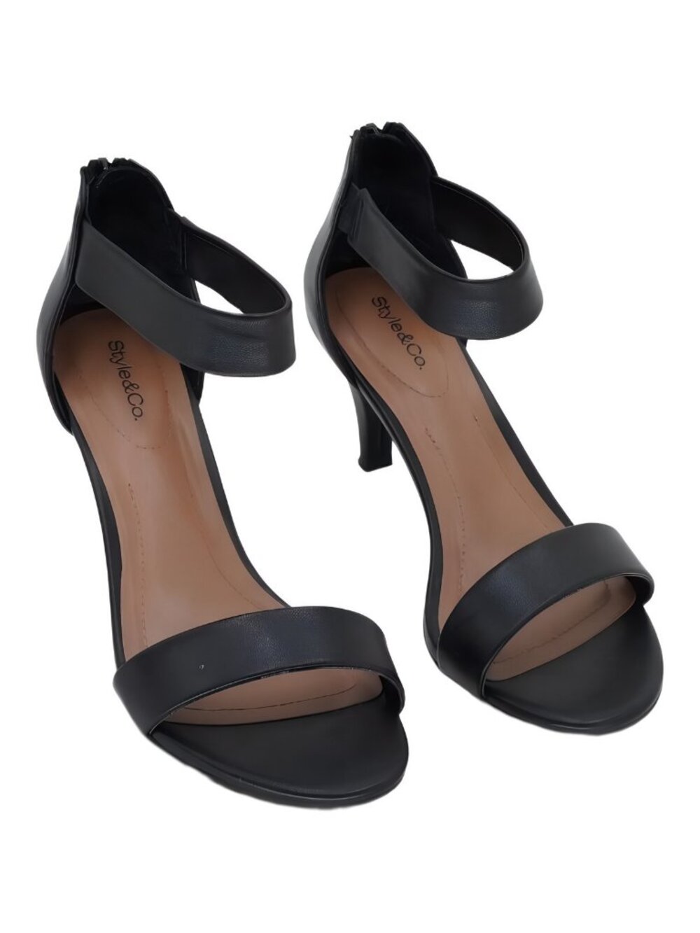 Style Co Paycee Two-Piece Dress Sandals Black Smooth Womens Size 8M
